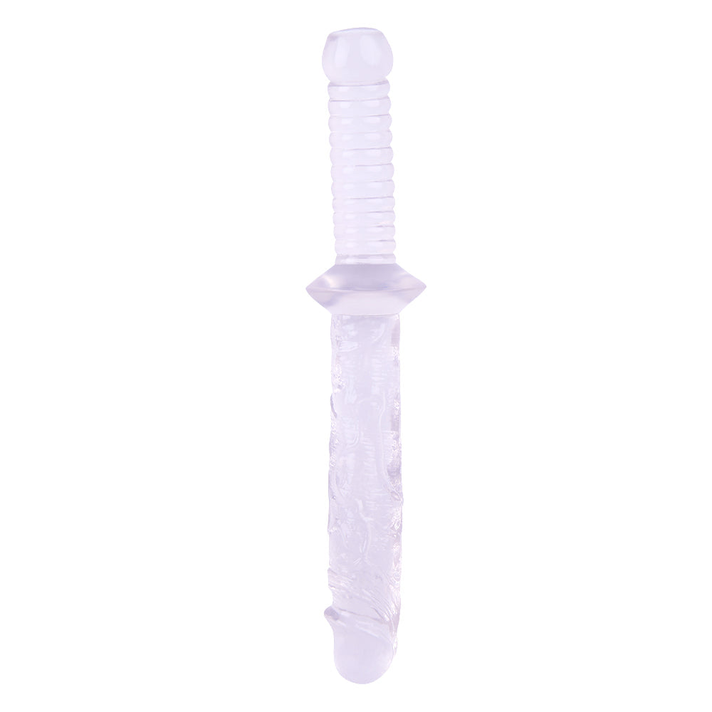 Dildo Tay Cầm 12 Inch Trong Suốt Gân Thật 