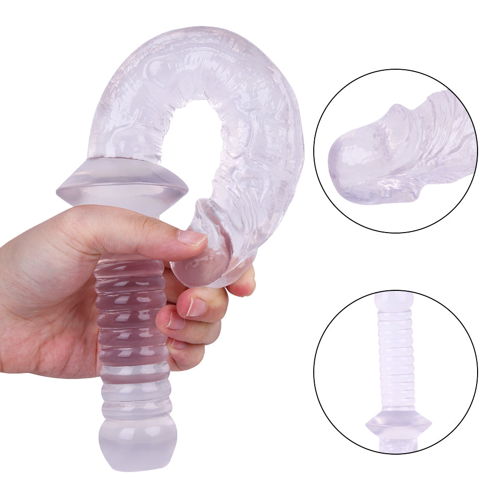 Dildo cầm tay 12 inch trong suốt gân thật đỉnh cao
