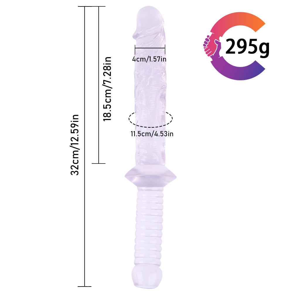 Dildo cầm tay 12 inch trong suốt gân thật đỉnh cao