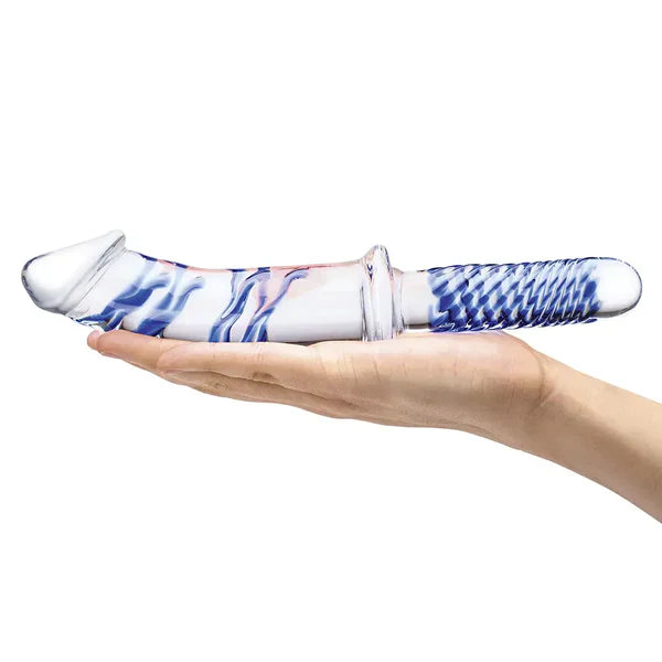 Dildo kính 11 inch tay cầm kép textured an toàn 