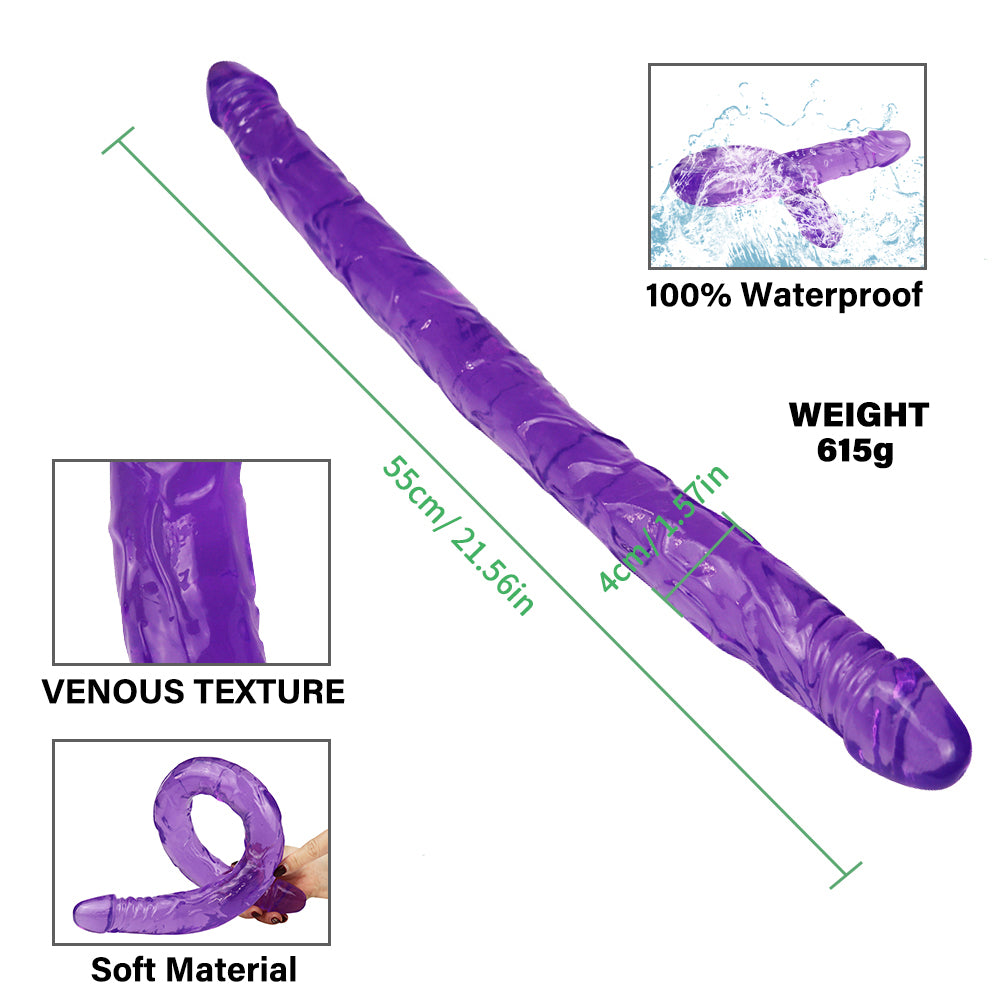 22 Inch Purple Double Dildo 55cm Hai Đầu Thực Tế