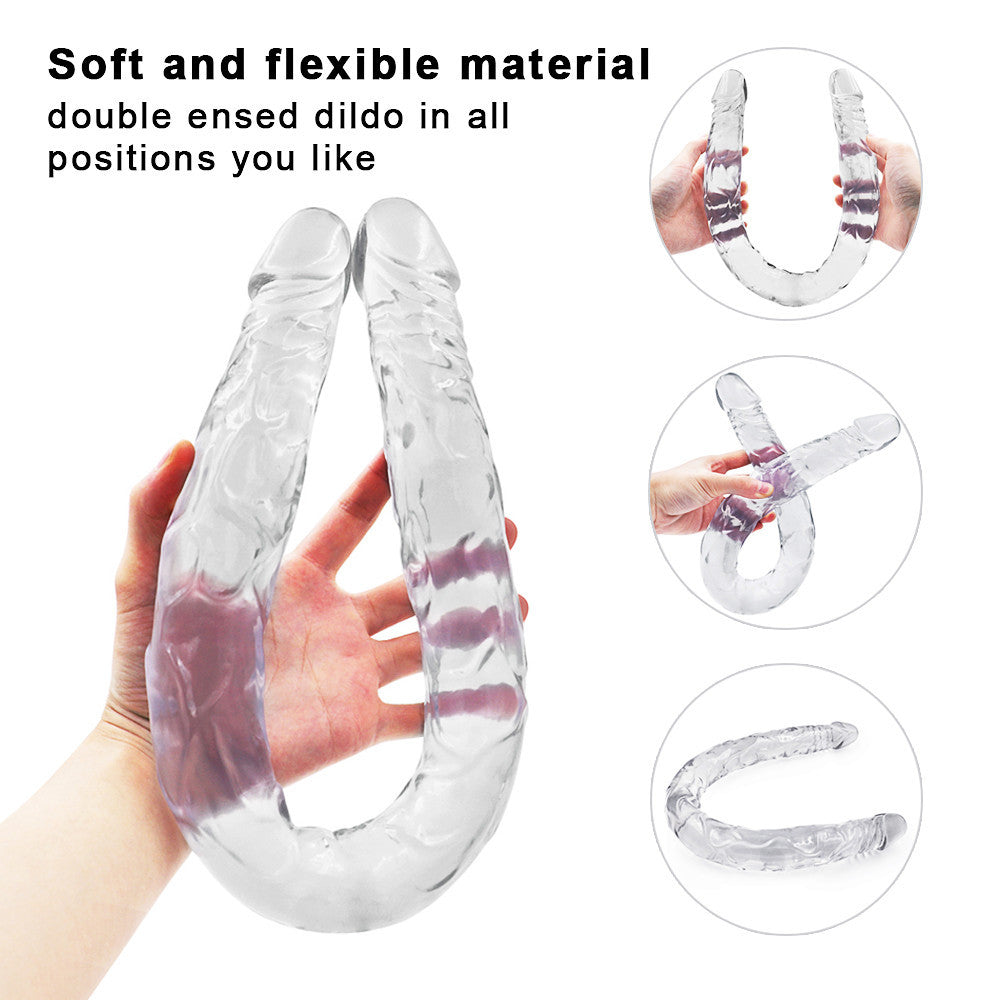Jelly Dildo 21 Inch Đôi Đầu Uốn Thỏa Mãn Đôi Bên