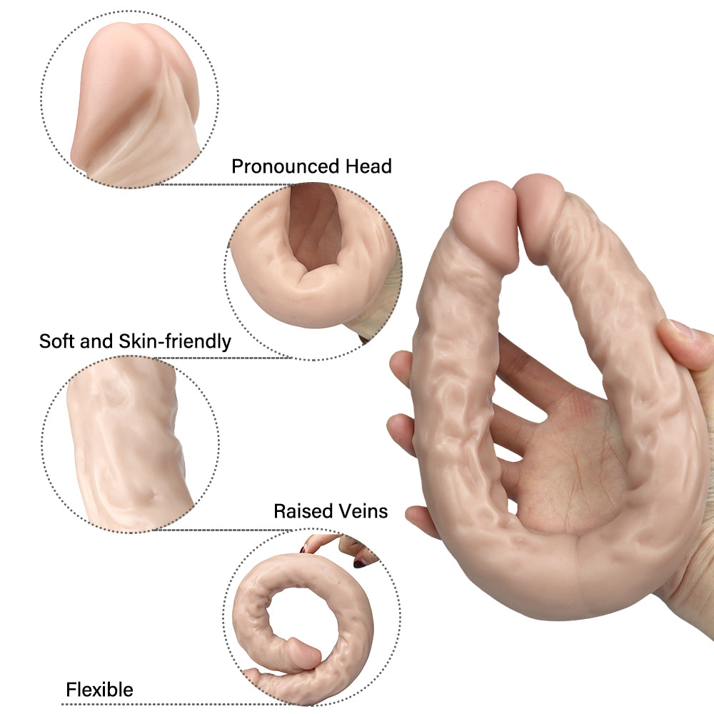 Dildo Đôi Lesbian Trắng 16 Inch Gân Siêu Thực[shopee] 