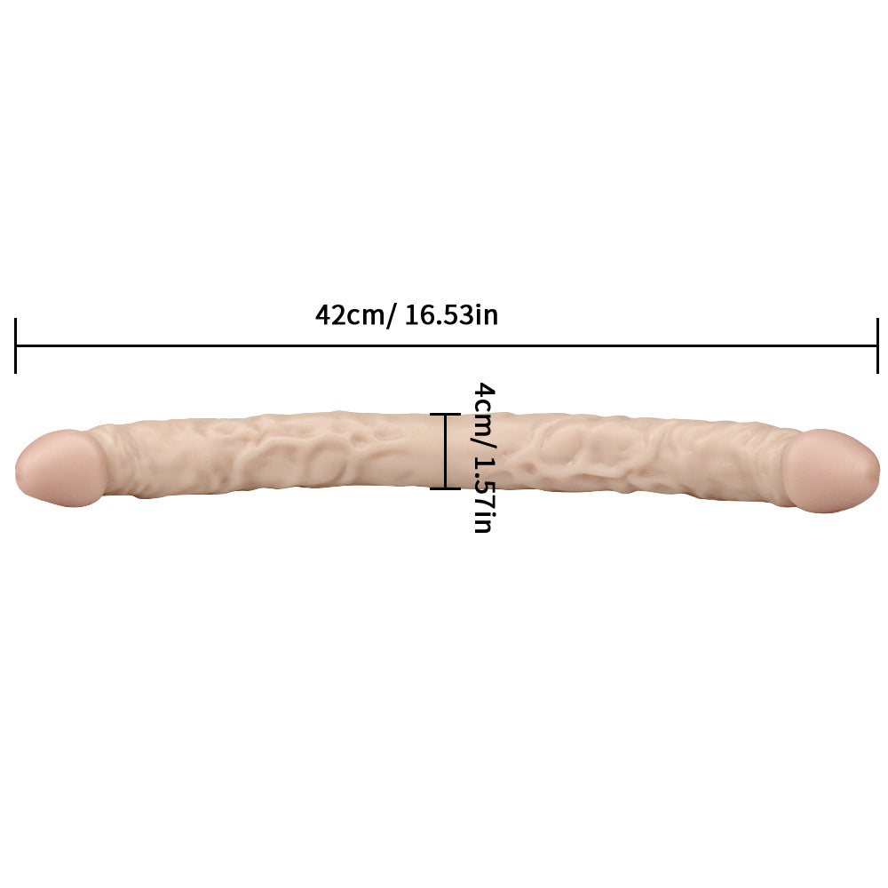 Dildo Đôi Lesbian Trắng 16 Inch Gân Siêu Thực[shopee] 