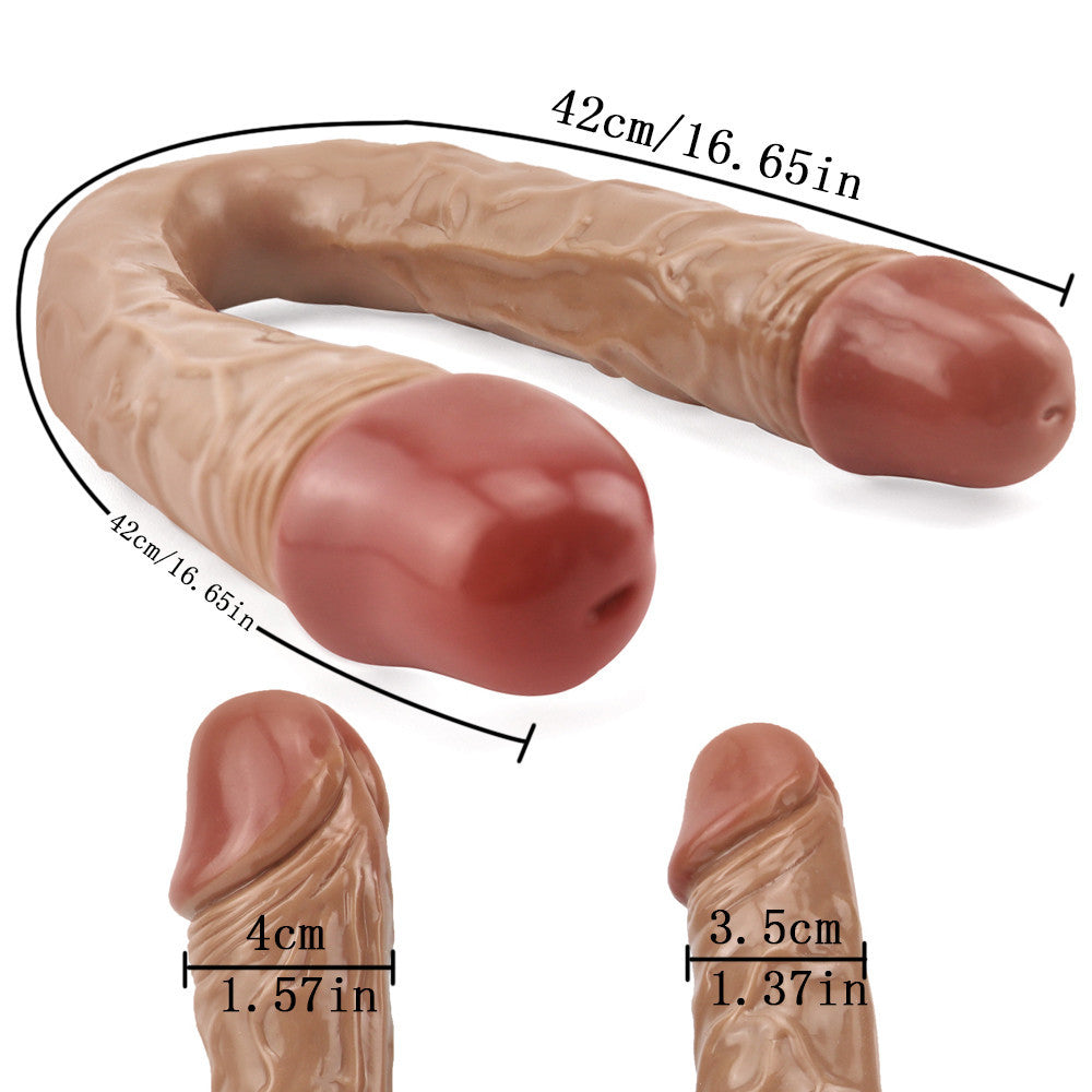 Dildo Đôi 42cm PVC Da Thực Siêu Dài Phê Phái