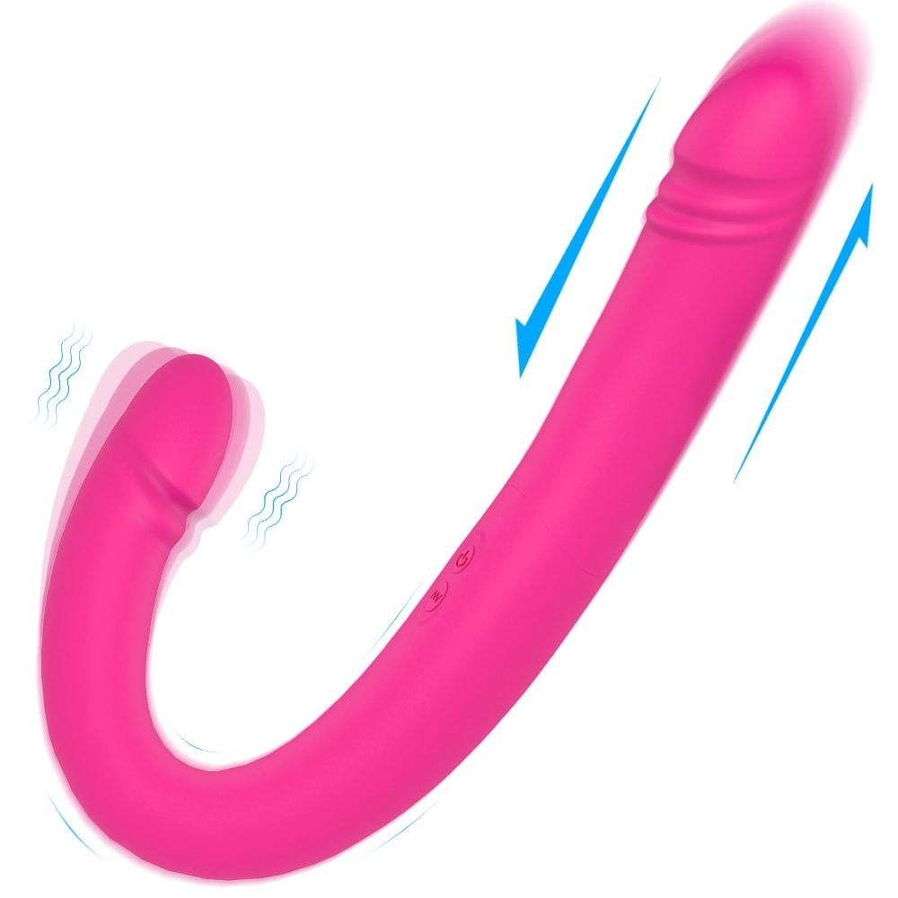 Fake 2 Đầu 43cm Hồng Dao Động Lesbian Siêu Dài 