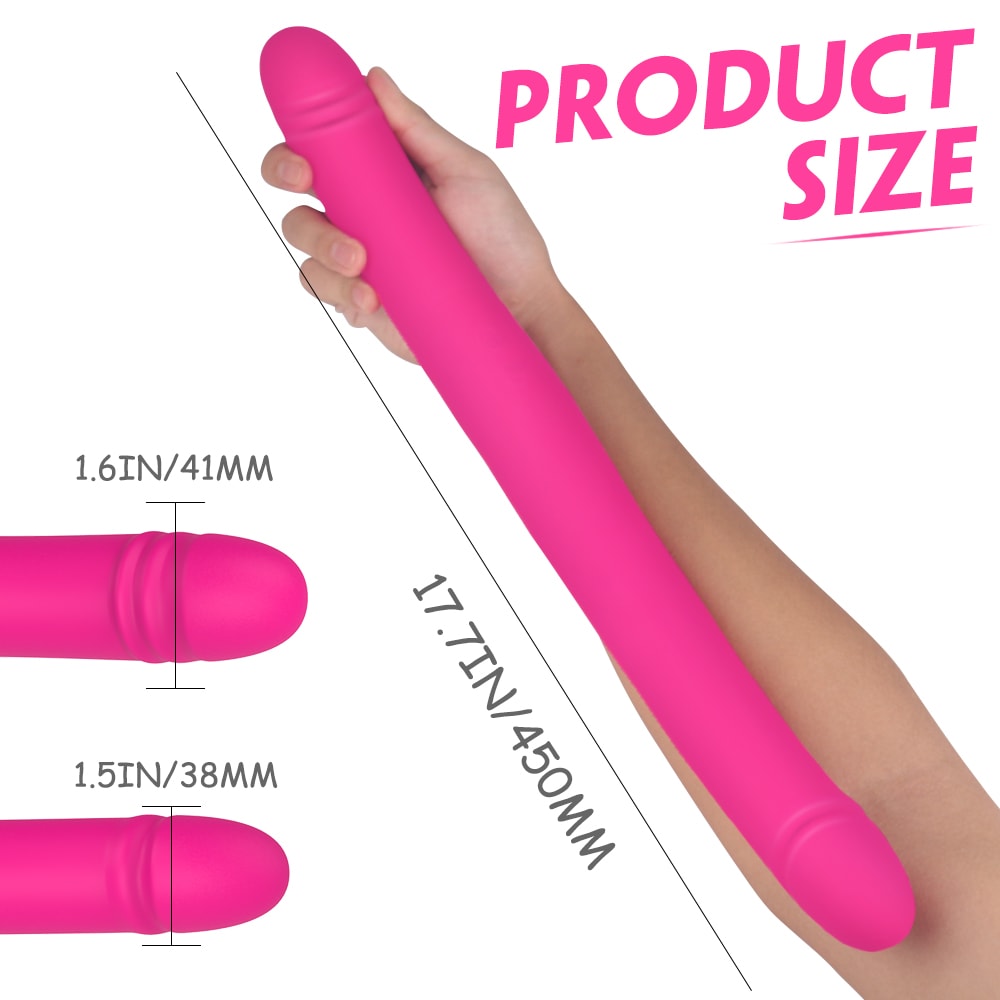 Fake 2 Đầu 43cm Hồng Dao Động Lesbian Dài Siêu