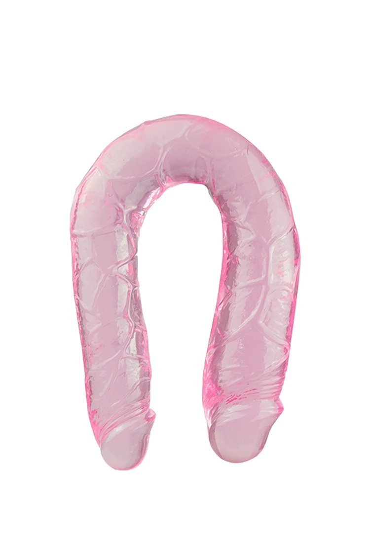 Soft Jelly Dildo Đôi Thật 2 Đầu Uốn Cong Dài 