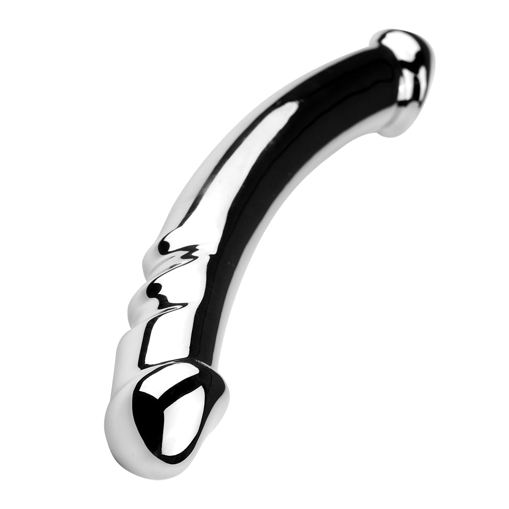 Dildo Kim Loại Cong 7 Inch Bạc Mịn Mãnh Liệt