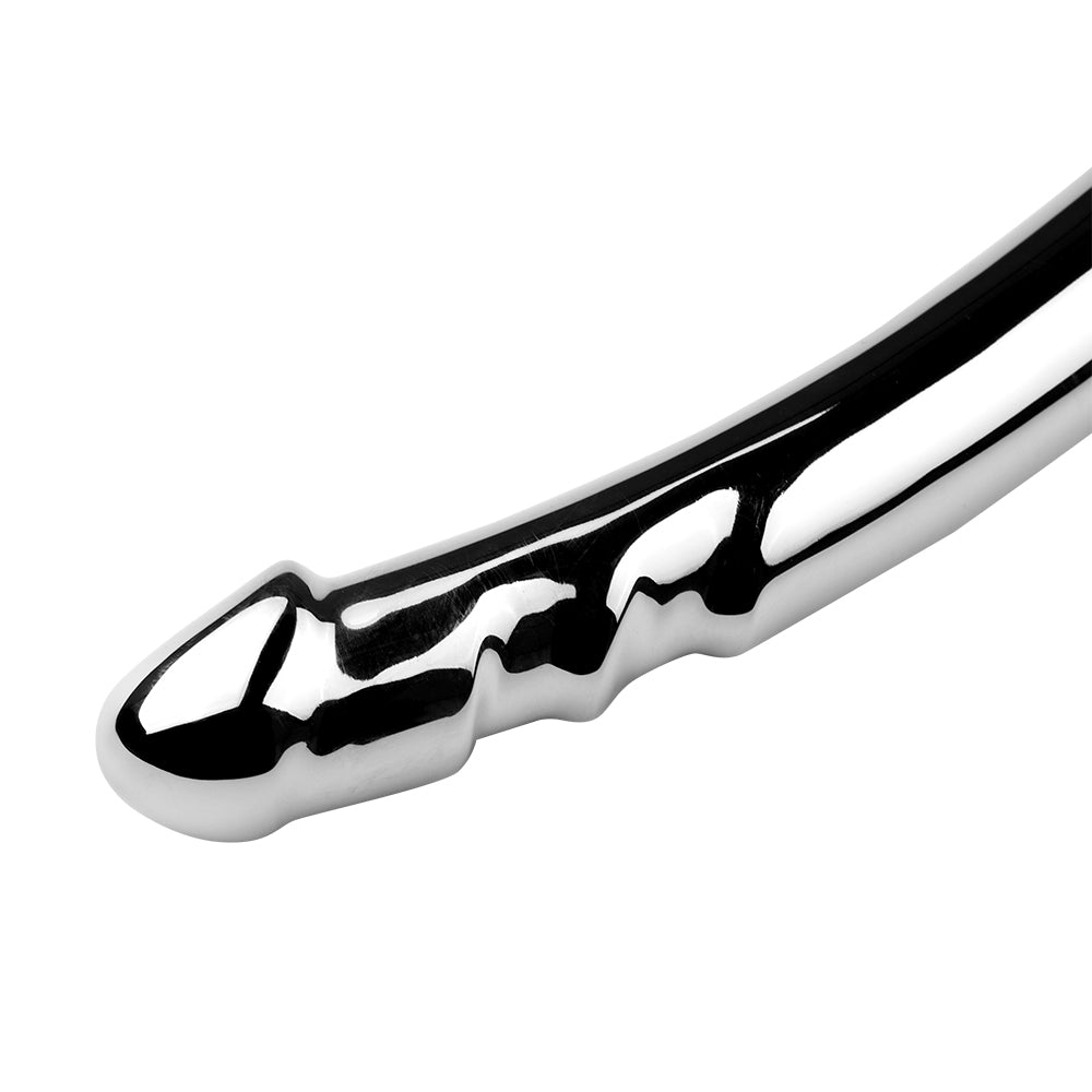 Dildo Kim Loại Cong 7 Inch Bạc Mịn Mãnh Liệt