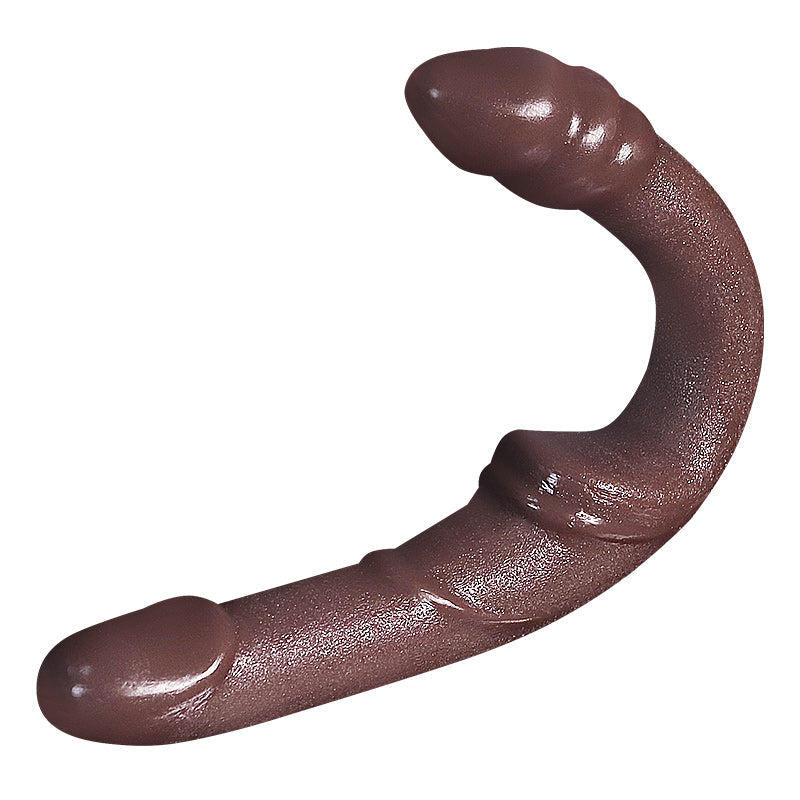 Dildo Đôi Cong G-spot Nâu Không Đai 33cm 