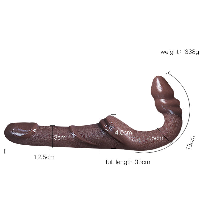 Dildo Đôi Cong G Nâu 33cm Không Đai