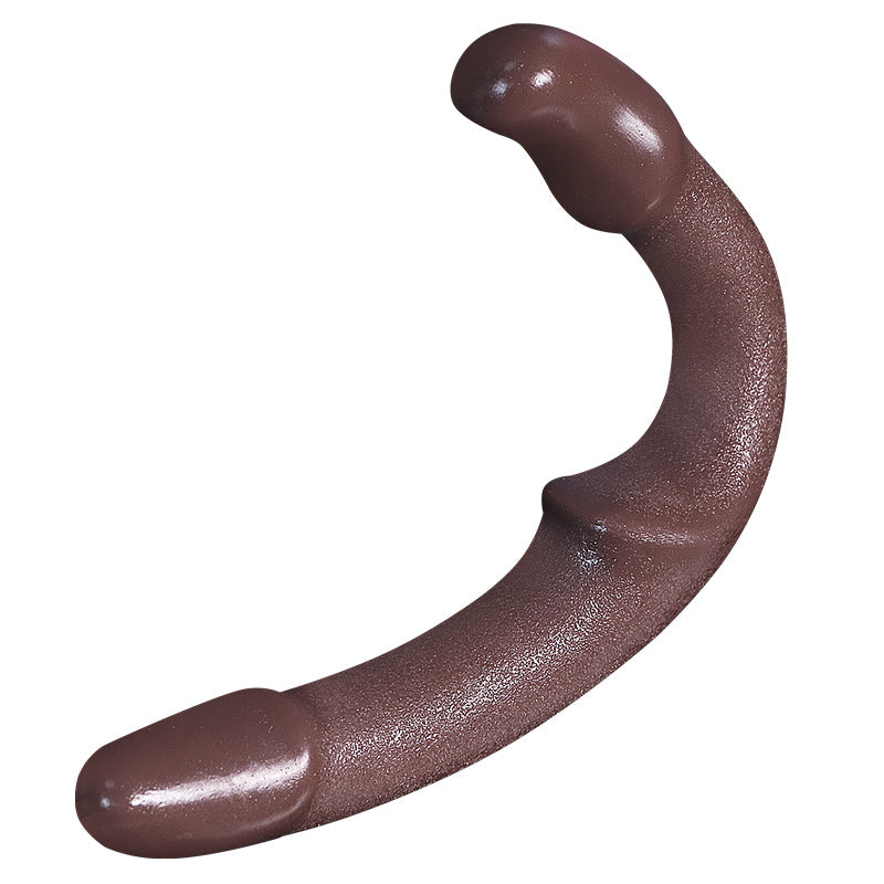 Dildo strapless 12inch nâu mềm mịn cong gợi 