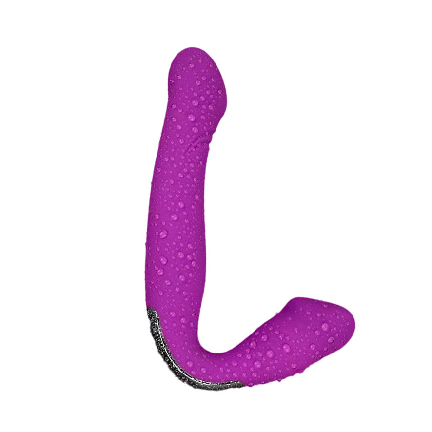 Dildo đôi tím rung strapless 22cm siêu sướng 
