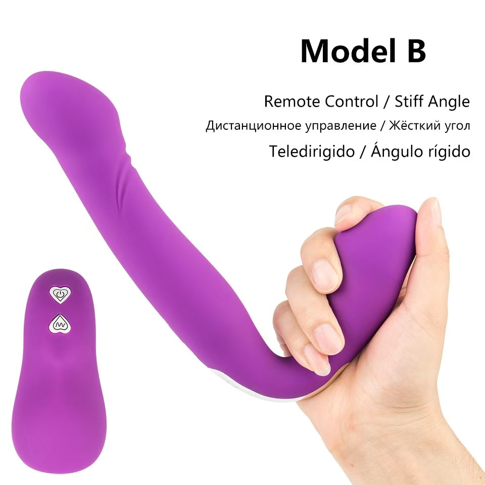 Dildo Đôi Tím Strapless 22cm Rung Sướng Đôi