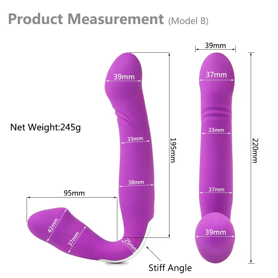 Dildo Đôi Tím Strapless 22cm Rung Sướng Đôi