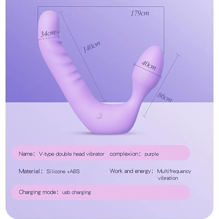 Double Shock Purple Strapless Lesbian Siêu Kích Thích