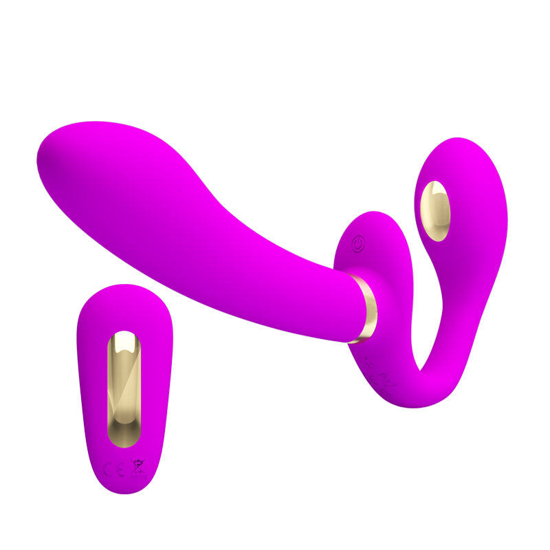 Strapless Dildo Sốc Điện Rung Remote Mạo Hiểm Đôi