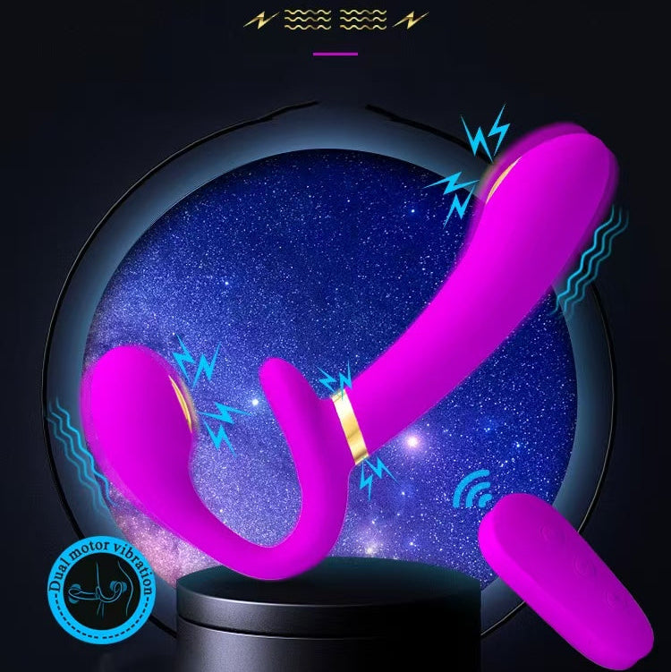 Strapless Dildo Sốc Điện Rung Remote Mạo Hiểm Đôi