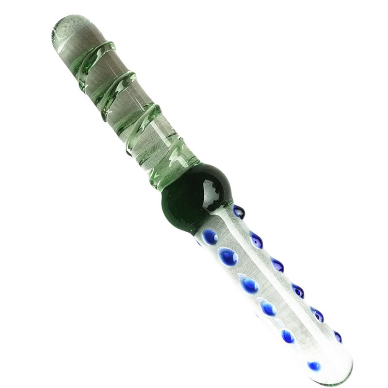 Green Double Glass Dildo Xanh Kết Cấu 22.5cm Thực 