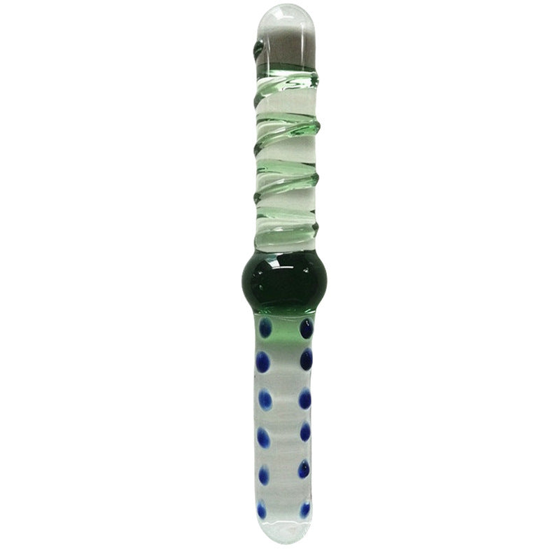 Glass Dildo Xanh Double 22.5cm Kính Siêu Thực