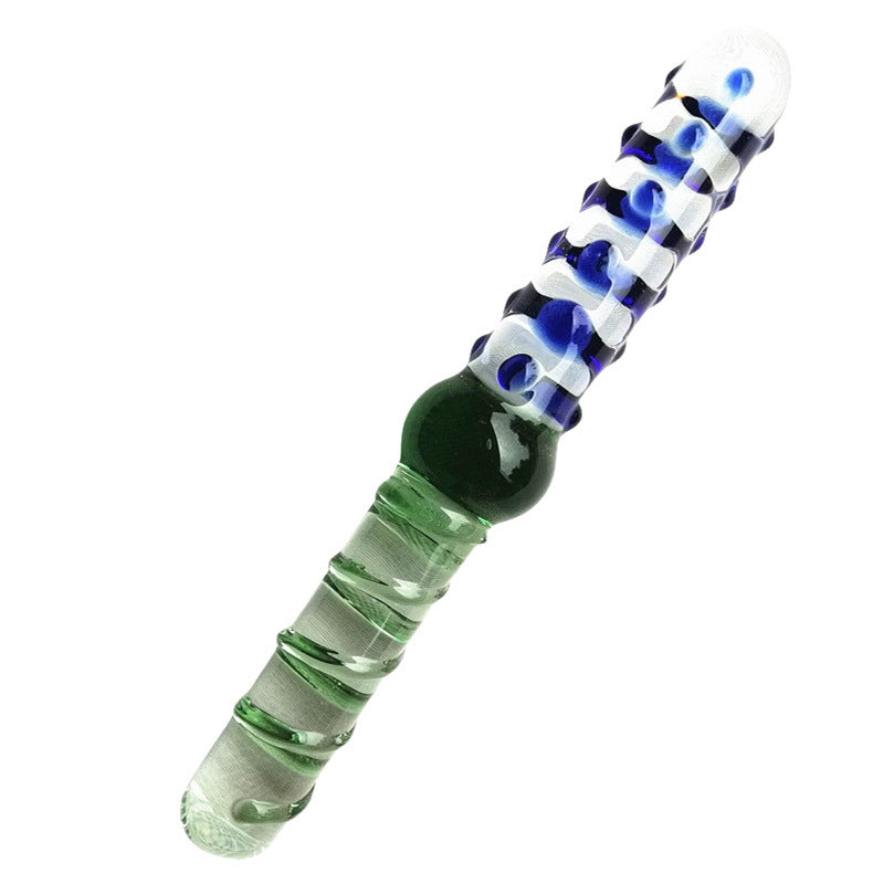 Glass Dildo Xanh Double 22.5cm Kính Siêu Thực