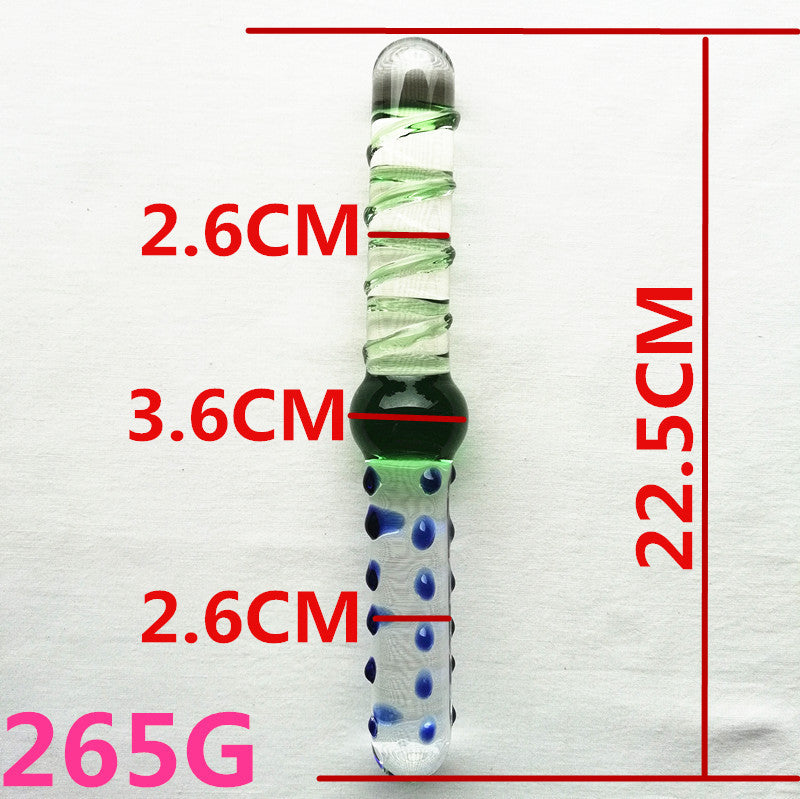 Glass Dildo Xanh Double 22.5cm Kính Siêu Thực
