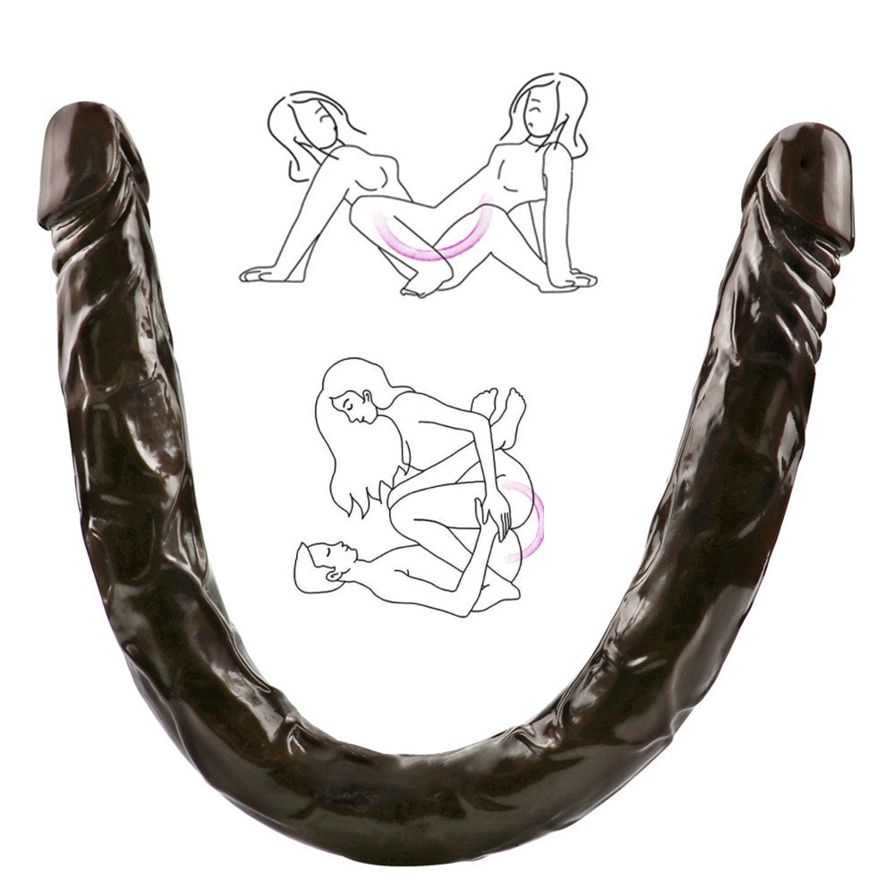 Double End Dildo 22 Inch Nâu Đậm Siêu Dài Linh Hoạt 