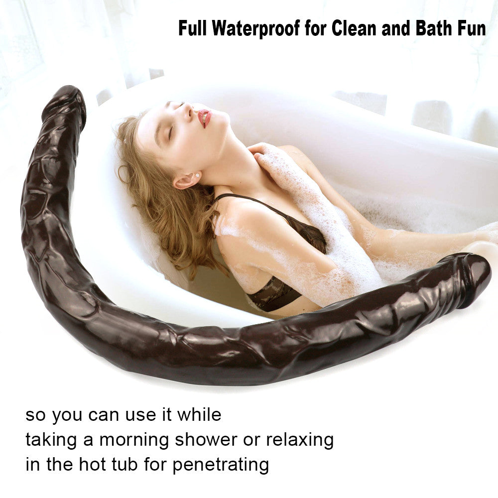 Double End Dildo 22 Inch Nâu Đậm Linh Hoạt Siêu Dài