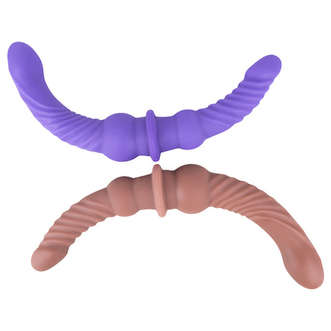 Dildo đôi tím cong 43cm khoái cảm bùng nổ đôi bên