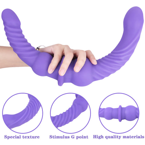 Dildo đôi tím cong 43cm khoái cảm bùng nổ đôi bên
