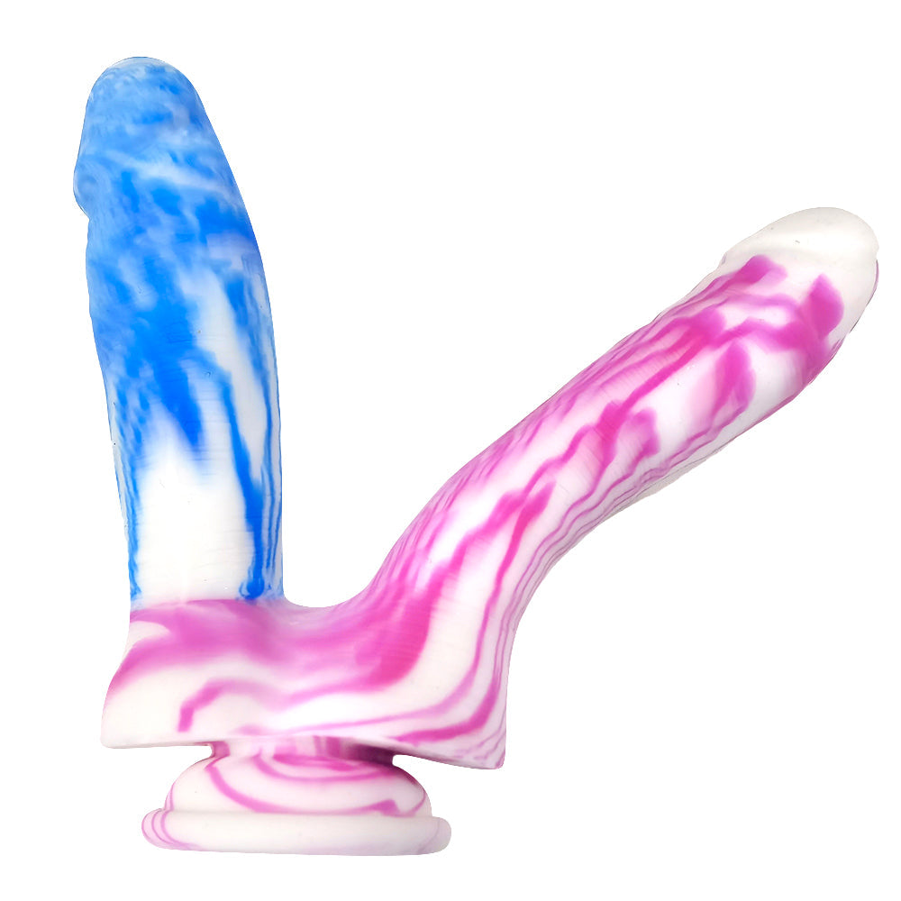 Dildo Đâm Đôi Silicone Hồng Xanh Marble Kích Thích Gấp Đôi 