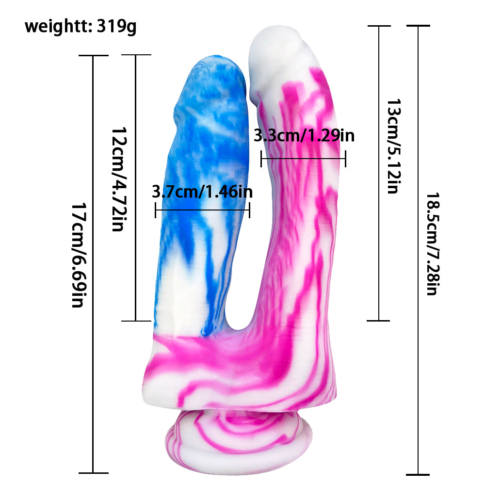 Dildo Đôi Silicone Marble Hồng Xanh Kích Thích Đôi