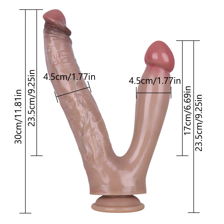 Double Penis Dildo Realistic Thâm Nhập Đôi Khoái Cực