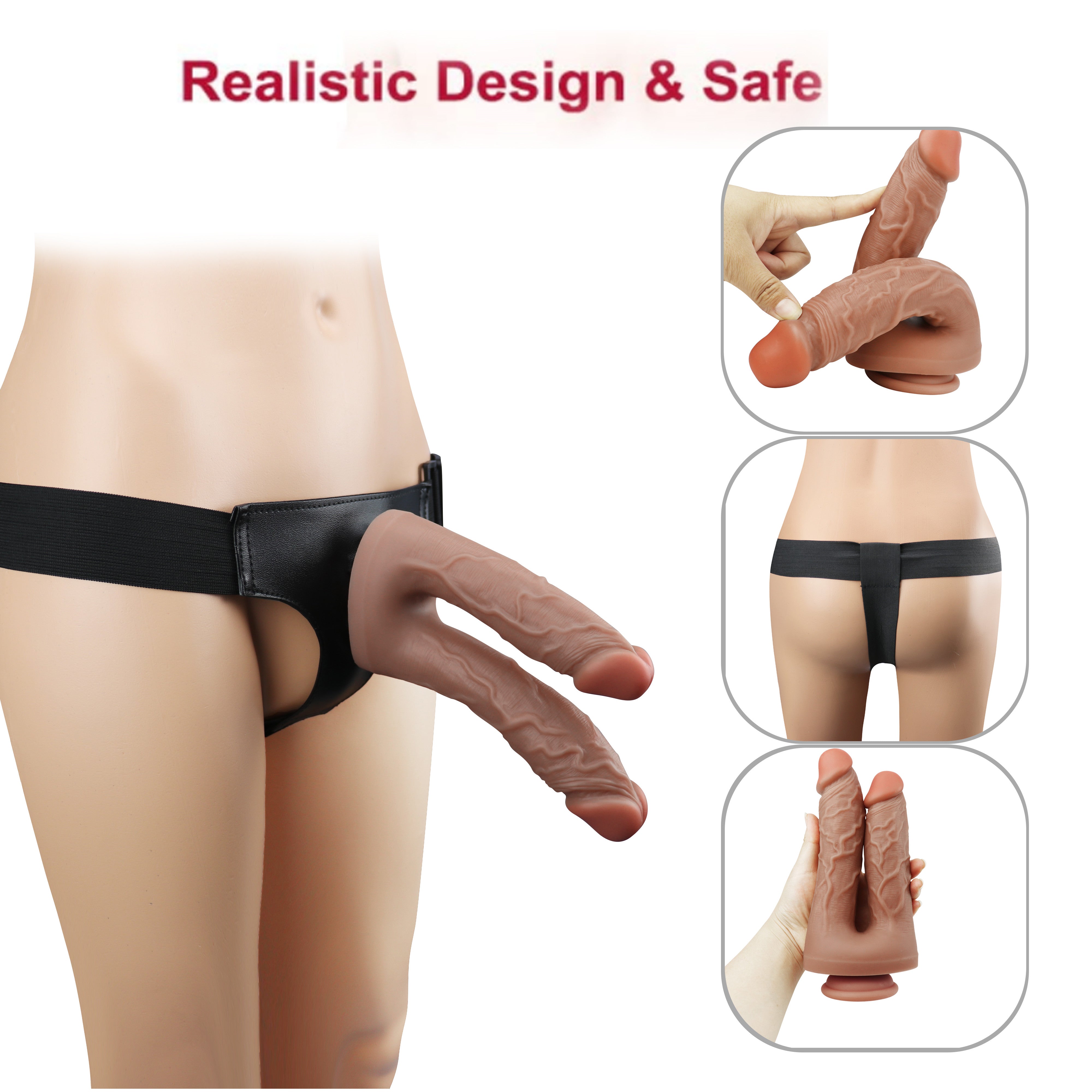 Strap On Đôi Nâu 20cm Dày Thực Tế Cuồng Nhiệt