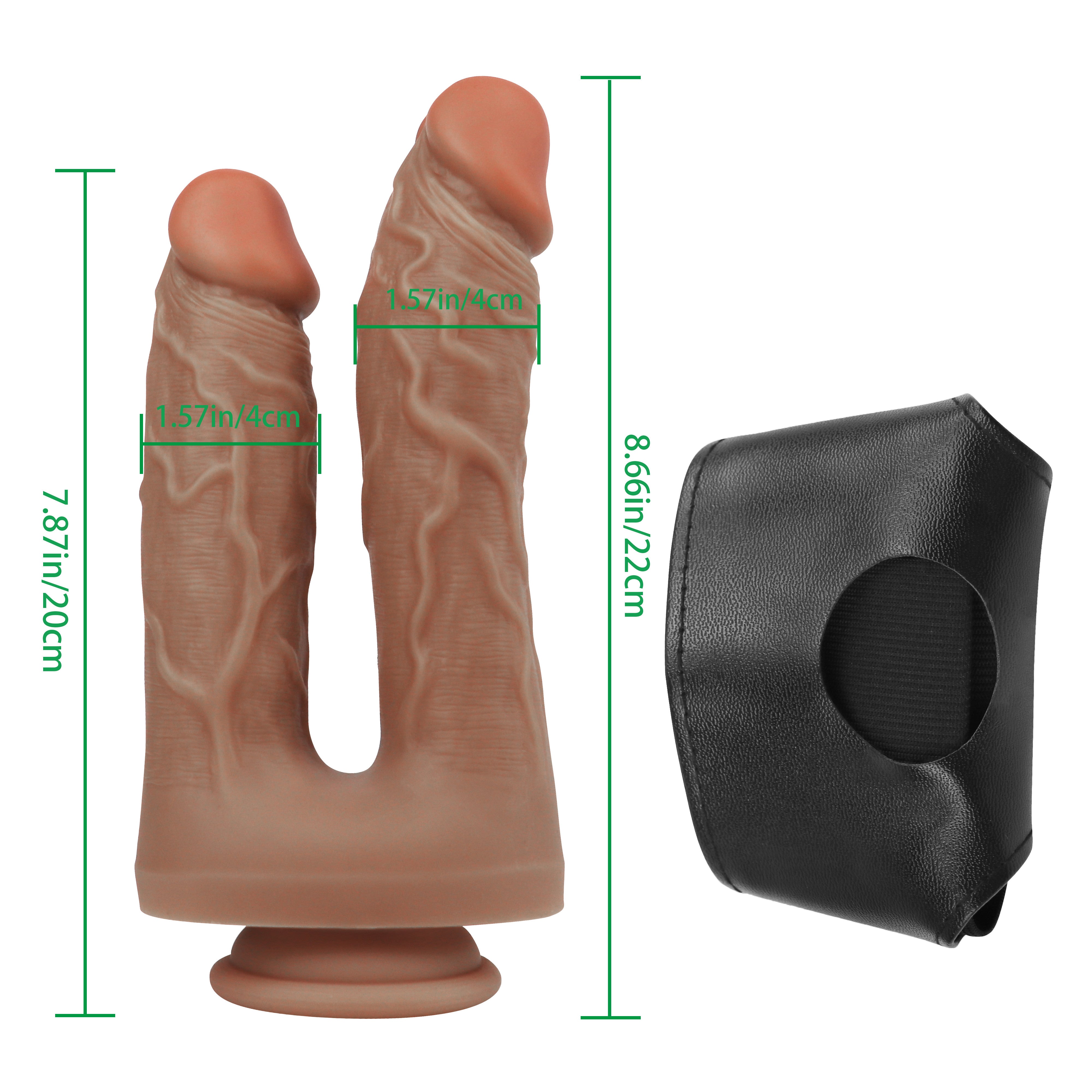 Strap On Đôi Nâu 20cm Dày Thực Tế Cuồng Nhiệt