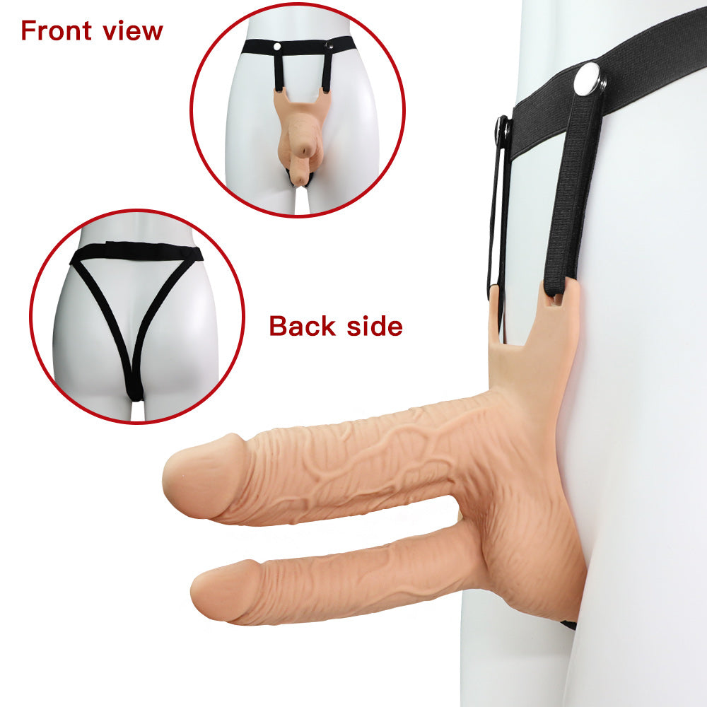 Hollow Strap On Dildo Rung Đâm Đôi Sâu Đỉnh Cao