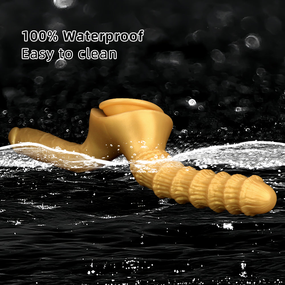 Dildo Ringed Vàng Silicone Đôi Thâm Nhập Lấp Lánh Dildo Ringed Vàng Silicone Đôi Thâm Nhập Lấp Lánh