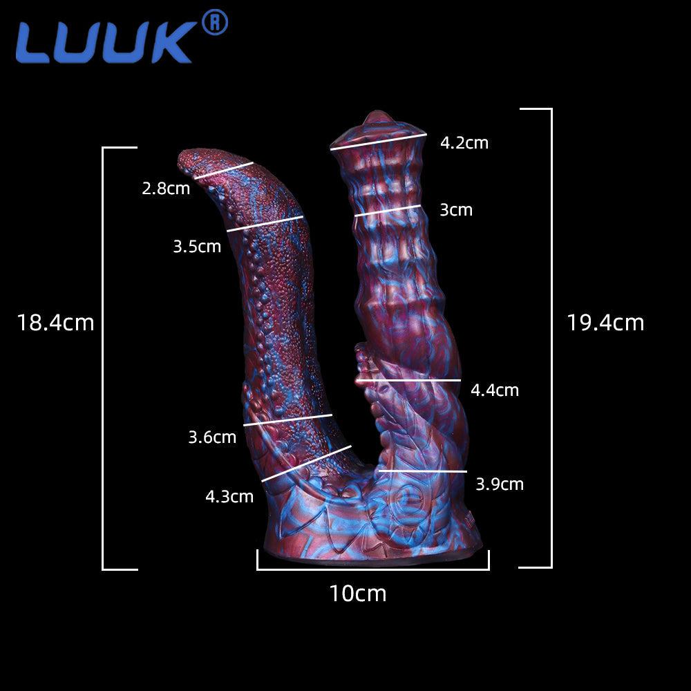 Dildo ngựa Alien DP đen 19cm khổng lồ đam mê