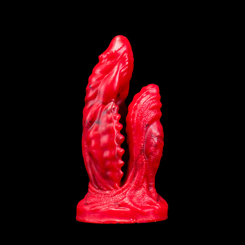 Red Monster Teeth Dildo Đâm Đôi Quái Vật Răng Nhọn