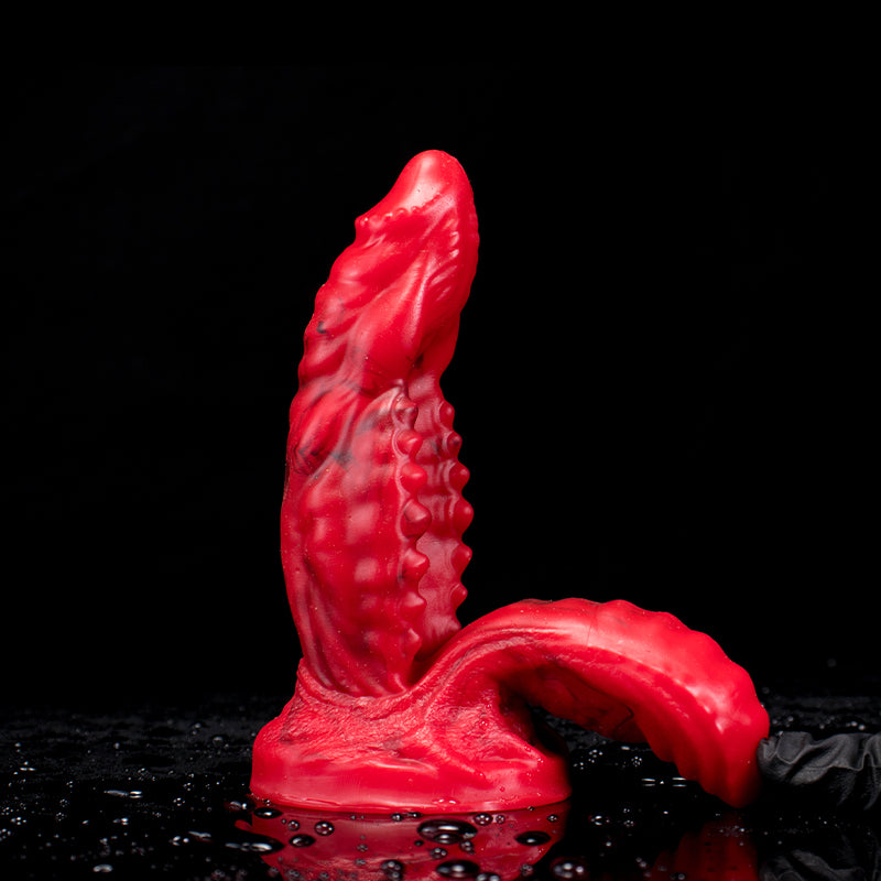 Red Monster Teeth Dildo Đâm Đôi Quái Vật Răng Nhọn
