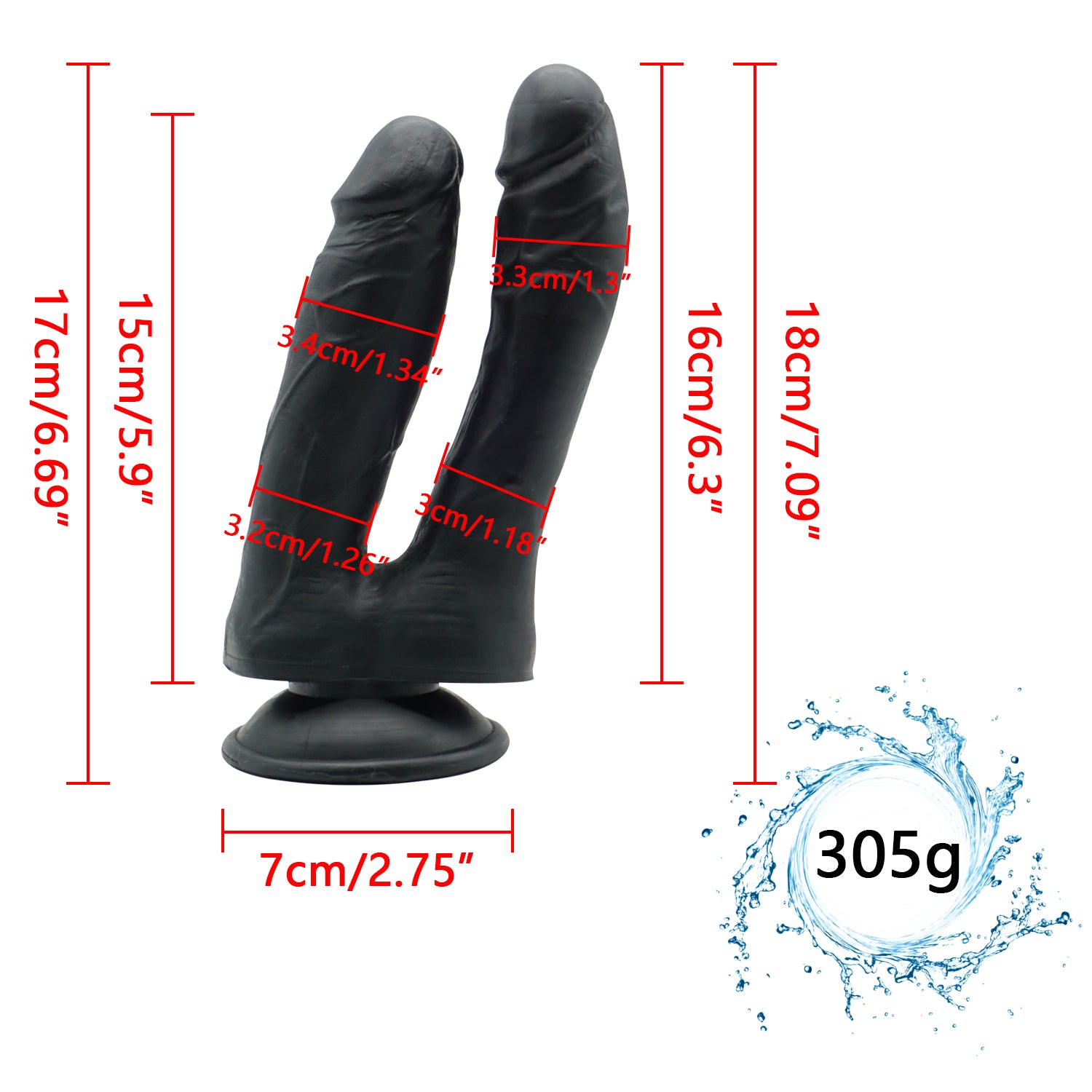 Đồ Chơi Đâm Đôi Đen Lớn 17cm Thâm Nhập Siêu Thực Mãnh Liệt