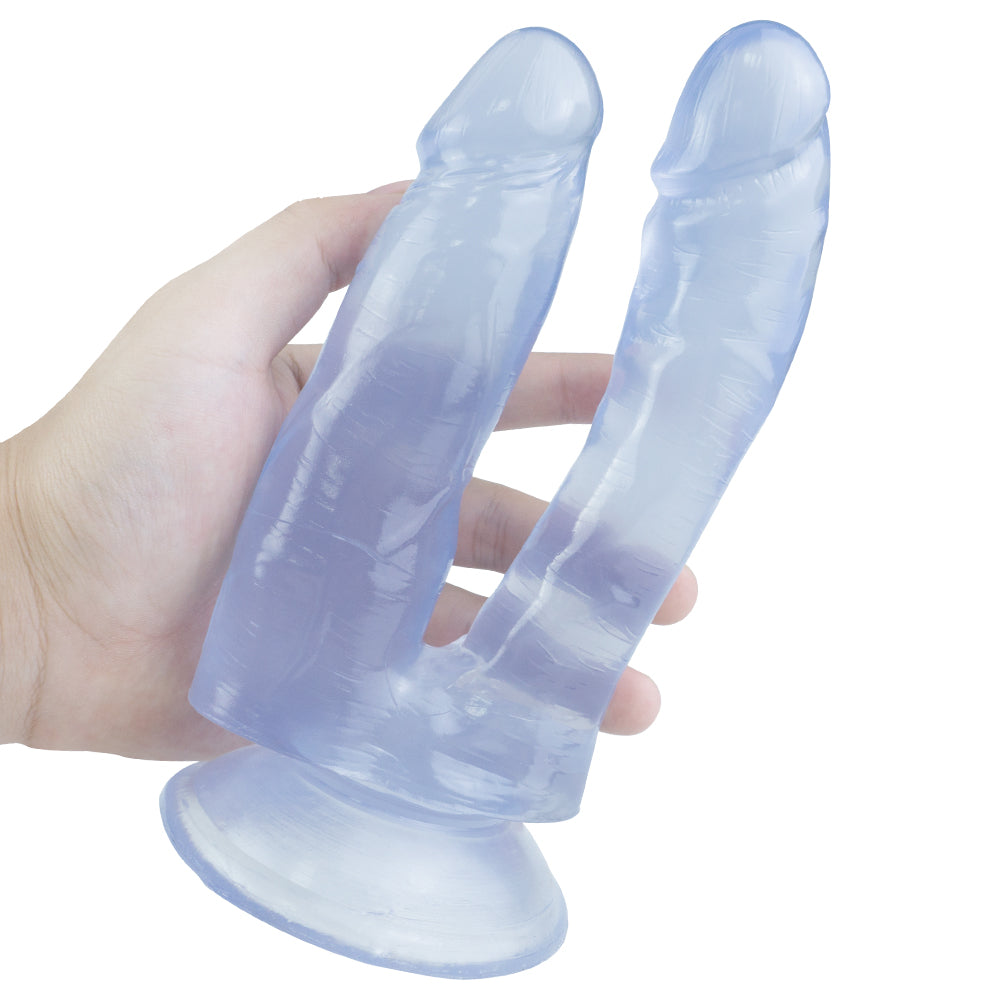 Dildo Đâm Đôi Blue Clear Siêu Thực Dày Dài Đôi Vui
