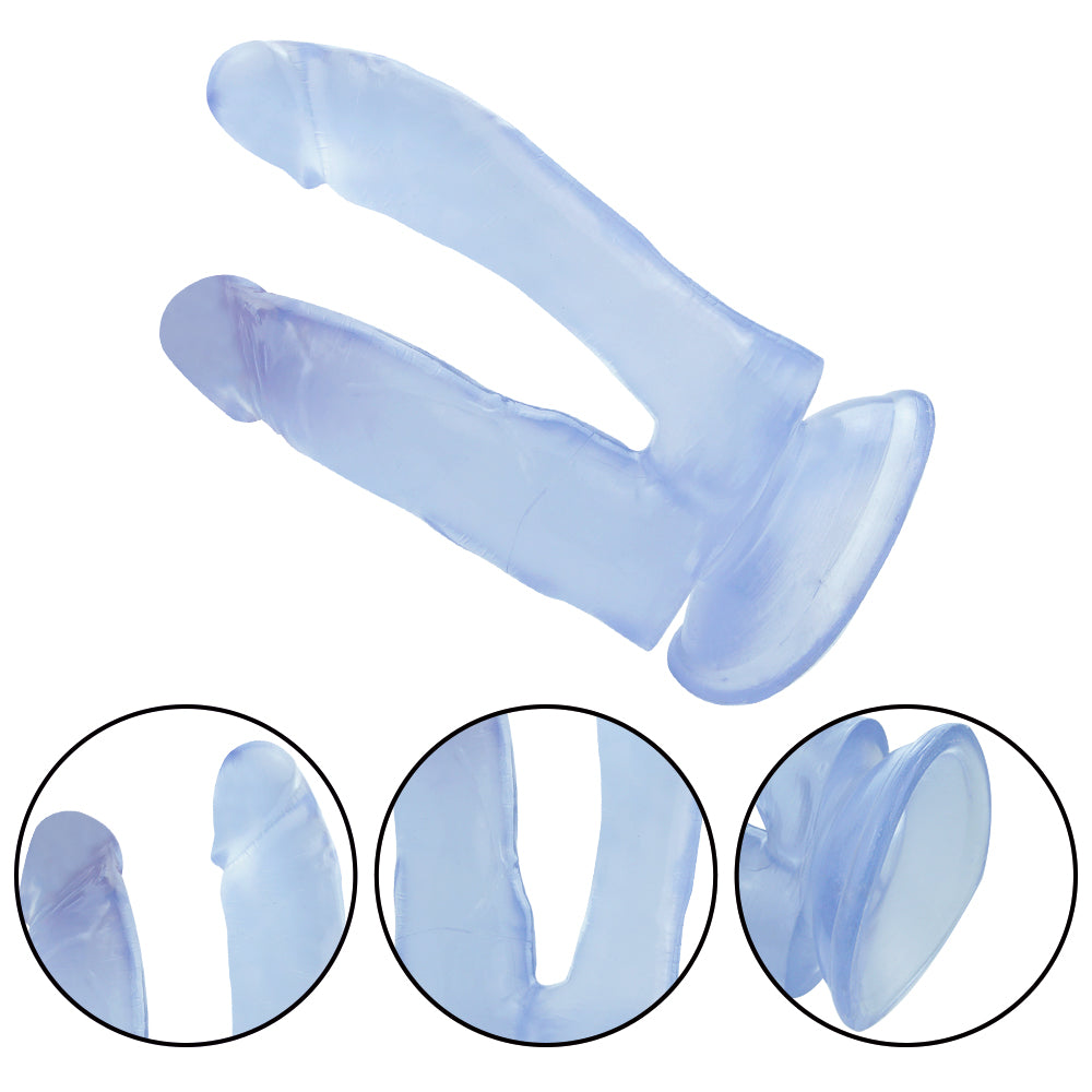 Dildo Đâm Đôi Blue Clear Siêu Thực Dày Dài Đôi Vui