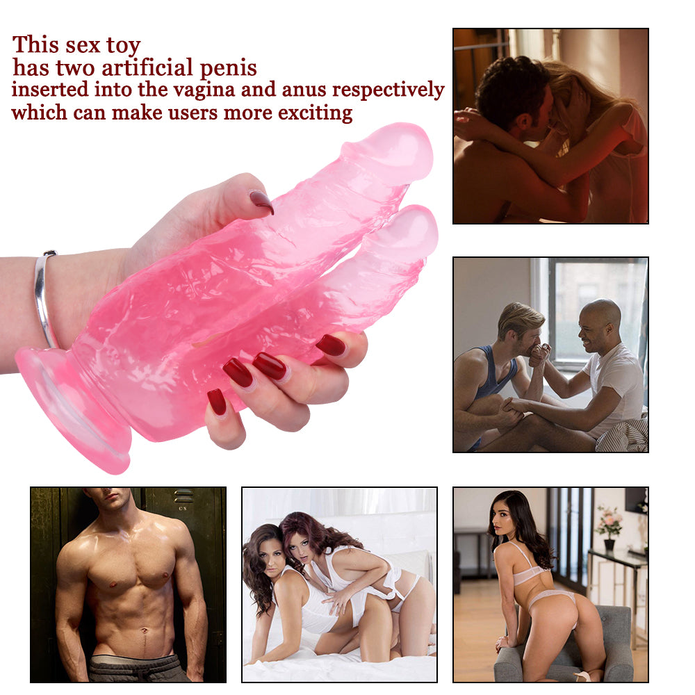 Dildo Jelly Đôi 21cm Hồng Thâm Nhập Đôi Đam Mê