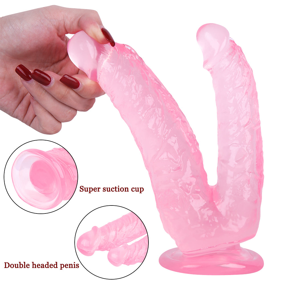 Dildo Jelly Đôi 21cm Hồng Thâm Nhập Đôi Đam Mê