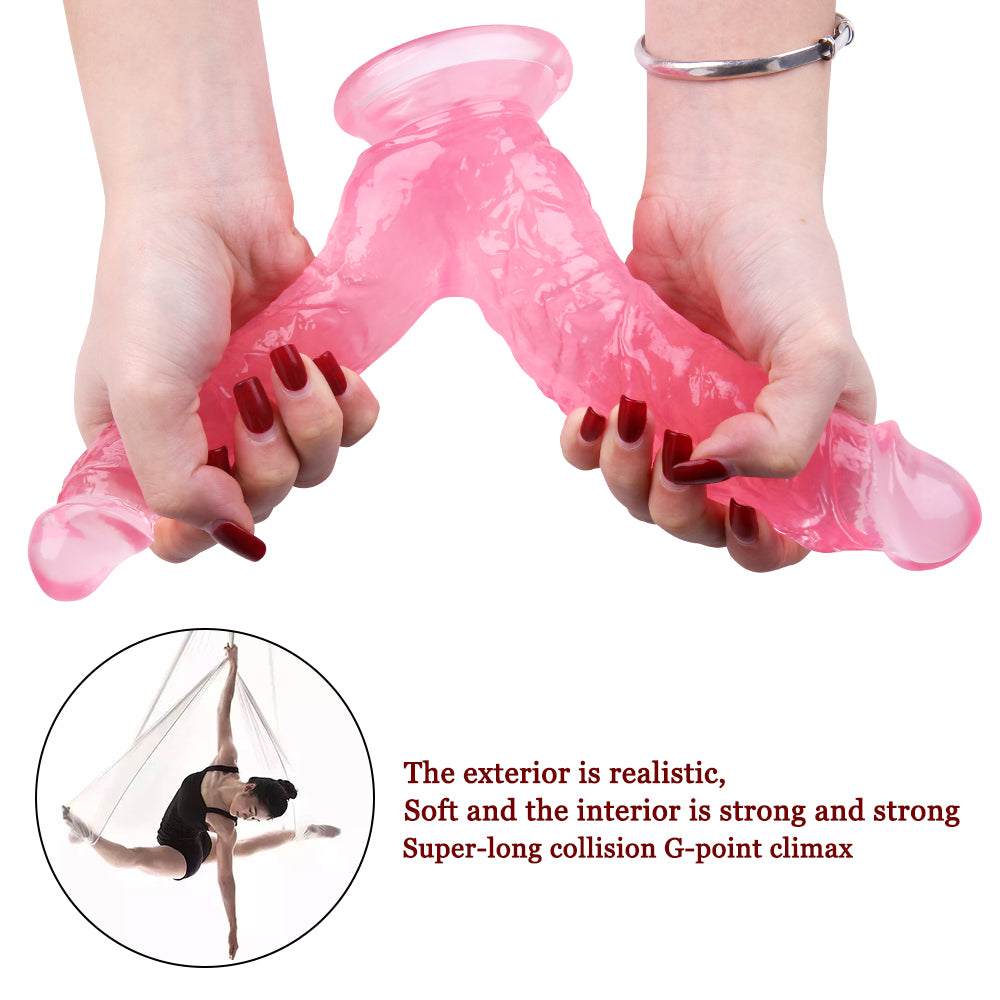 Dildo Jelly Đôi 21cm Hồng Thâm Nhập Đôi Đam Mê