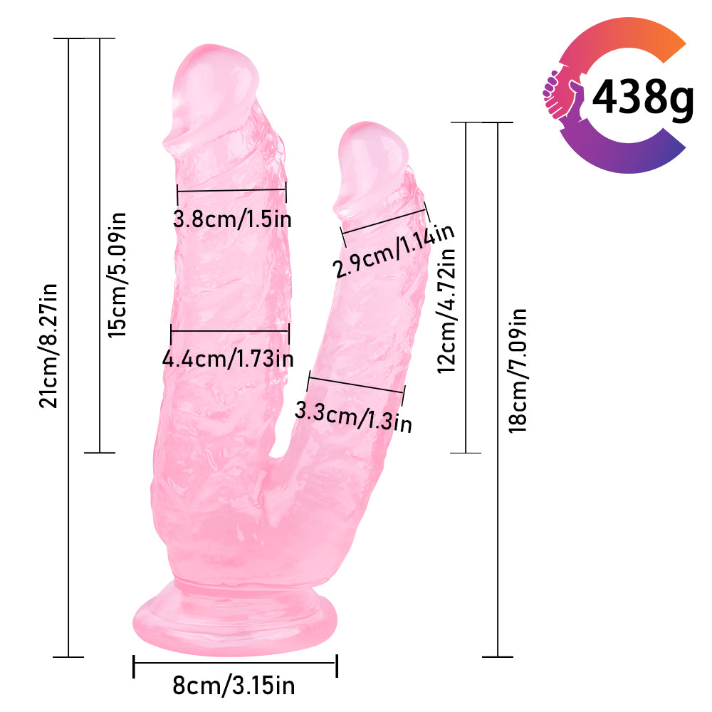 Dildo Jelly Đôi 21cm Hồng Thâm Nhập Đôi Đam Mê