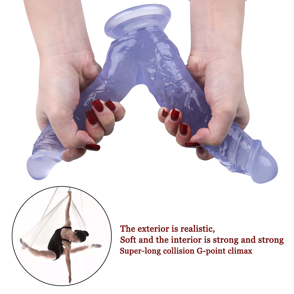 Dildo Đôi Blue Jelly Xuyên Thấu Siêu Mềm Kép