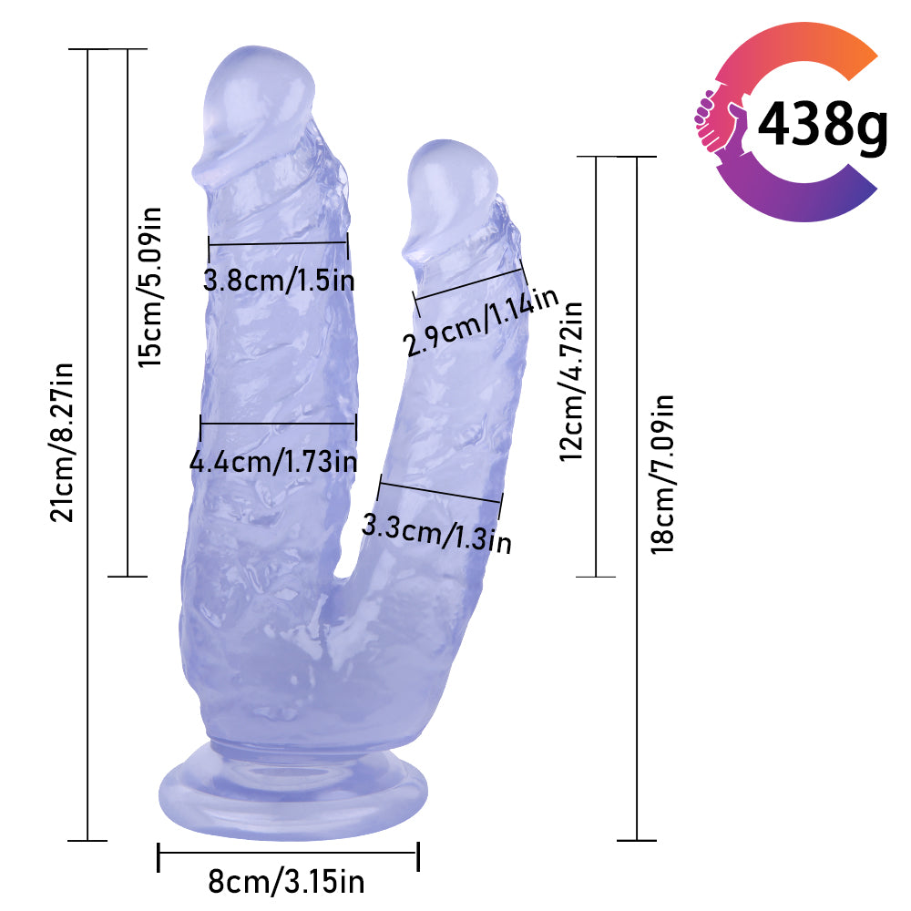 Dildo Đôi Blue Jelly Xuyên Thấu Siêu Mềm Kép